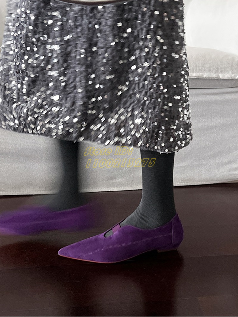 Pointed Toe Flat - Фиолетовые замшевые туфли-лодочки с острым носком