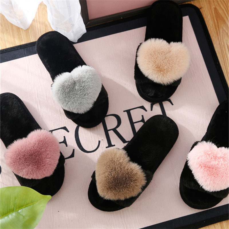 Women Shoes On Sale - Женские плюшевые тапочки crriflz с сердечками,