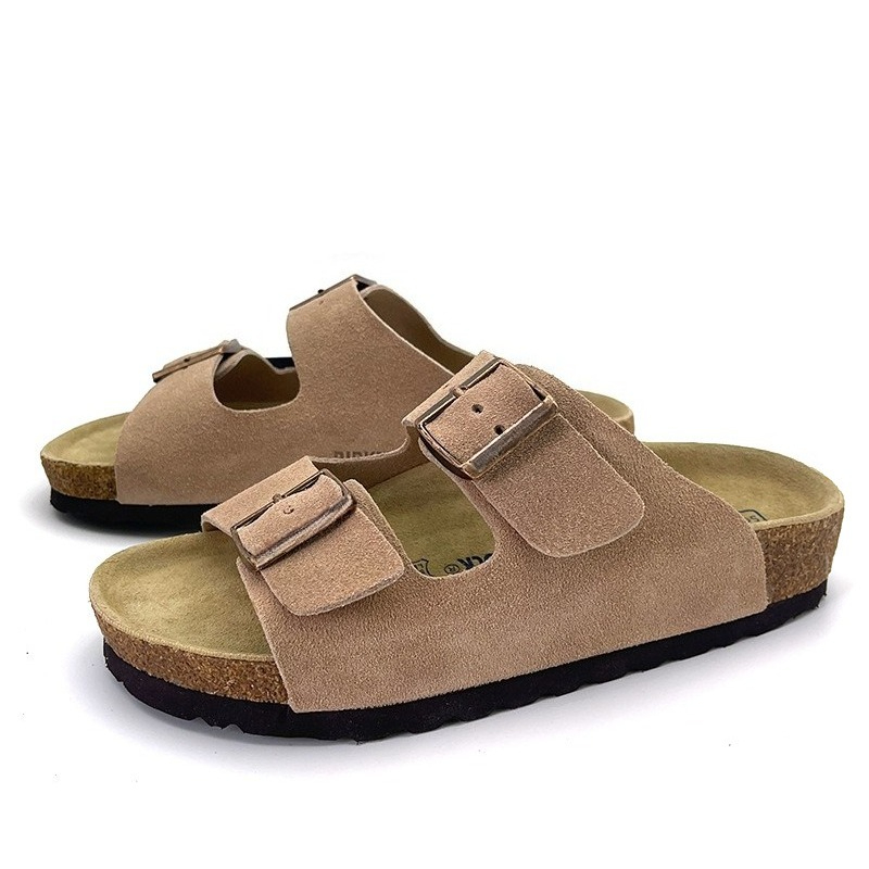 Cork Wedge Sandal - Модные замшевые кожаные шлепанцы на платформе