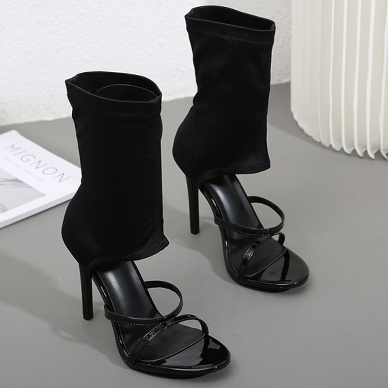 Women Shoes Boots - Модные высокие ботинки из эластичной ткани,