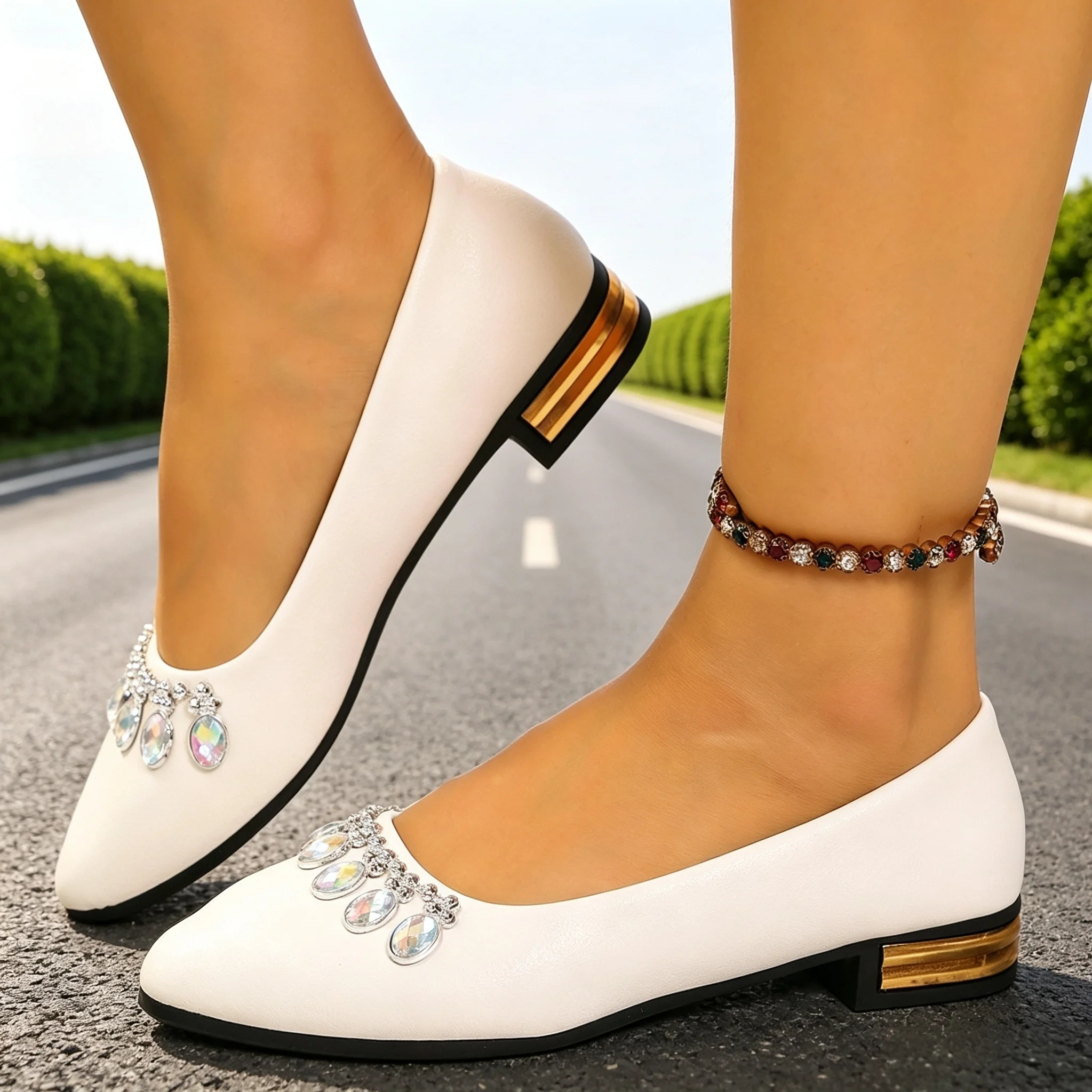 Pointed Toe Flat - Женские балетки с заостренным носком, большие