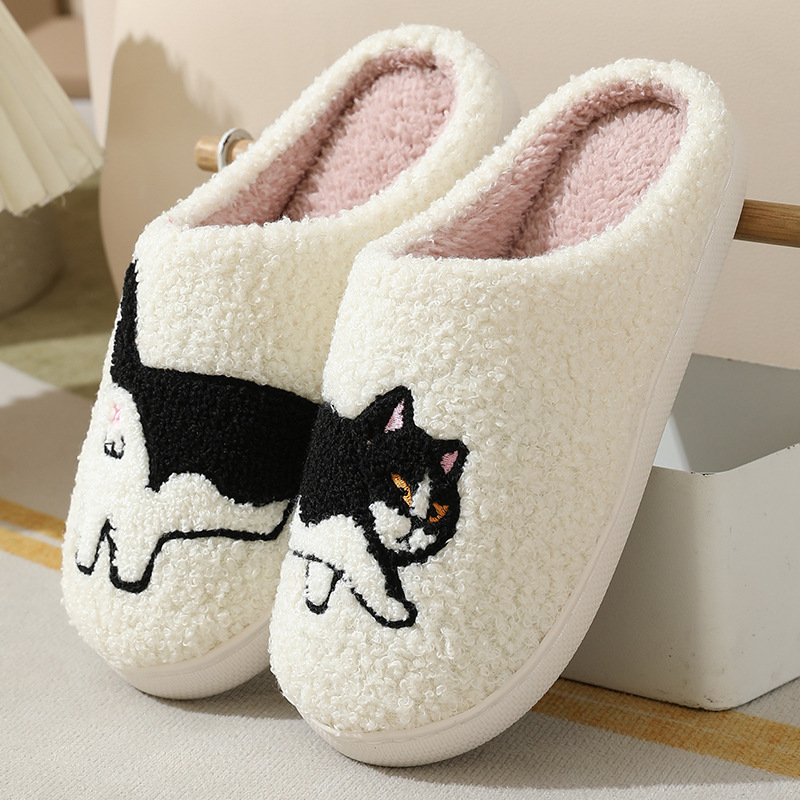 Women Shoes On Sale - Зимние плюшевые милые домашние тапочки с