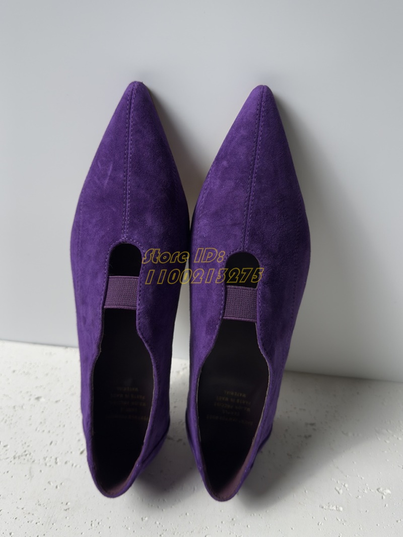 Фиолетовые замшевые туфли-лодо – обзор и цена Pointed Toe Flat